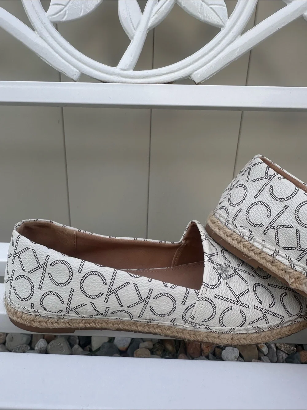 Calvin Klein White Logo Espadrille Slip-Ons
